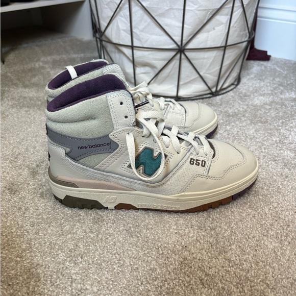 New Balance Cream, Gray & Purple Mid-Top Sneaker - Picture 2 of 4